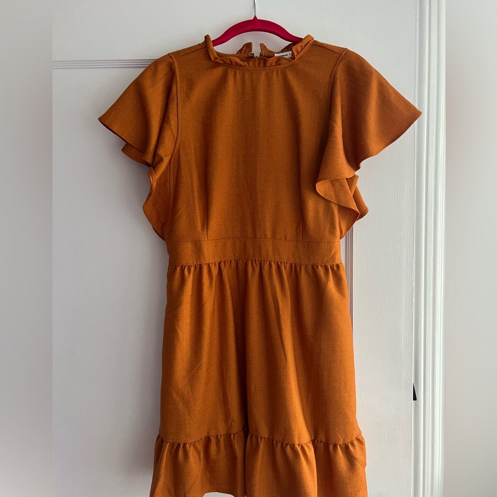 NWT’s EXPRESS X LADYGANG Orange Ruffle Mini Size 8